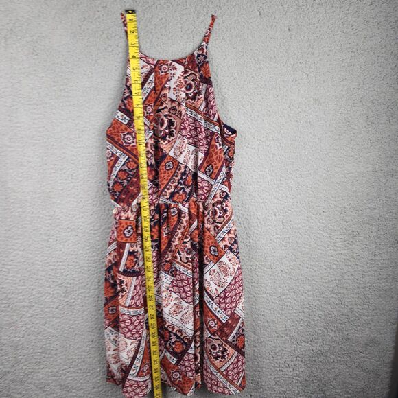 By & By Sun Dress Womens S Orange Blue Patchwork Colorful Lined Shoulder Straps - Picture 11 of 15